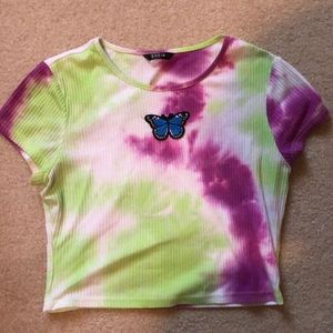 Butterfly ribbed crop top